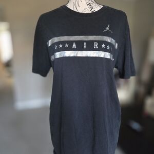 Air Jordan Distressed Tee with Silver Graphic